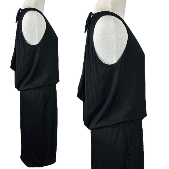 Trina Turk Dress Black Medium Drape-Back Jersey Open Drape Back Viscose NWOT - Picture 6 of 13